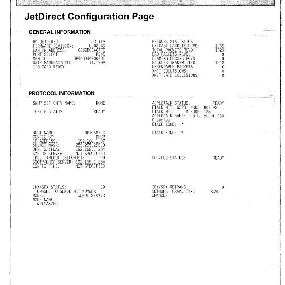 HP JetDirect 620N Print Server | J7934G J7934-60012 / 61033 | DOM 09/2008